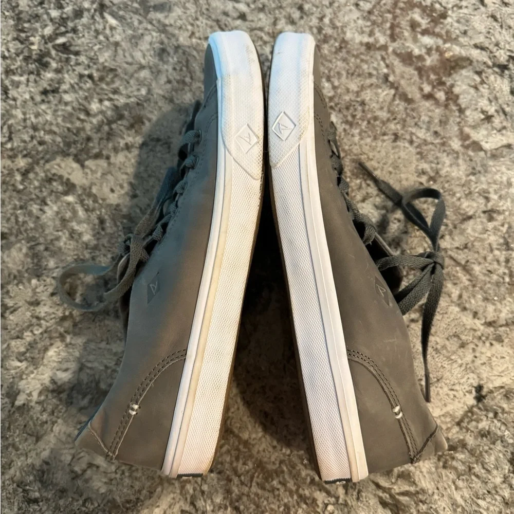 Sperry Mens Lace Up Sneakers Size 8 M Charcoal Gray Nubuck Leather STS17716